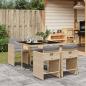 Preview: ARDEBO.de - 5-tlg. Garten-Essgruppe mit Kissen Beigemischung Poly Rattan