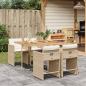 Preview: ARDEBO.de - 5-tlg. Garten-Essgruppe mit Kissen Beige Poly Rattan