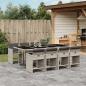 Preview: ARDEBO.de - 9-tlg. Garten-Essgruppe mit Kissen Hellgrau Poly Rattan