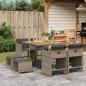 Preview: ARDEBO.de - 9-tlg. Garten-Essgruppe mit Kissen Grau Poly Rattan