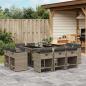 Preview: ARDEBO.de - 11-tlg. Garten-Essgruppe mit Kissen Grau Poly Rattan