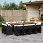 Preview: ARDEBO.de - 13-tlg. Garten-Essgruppe mit Kissen Schwarz Poly Rattan