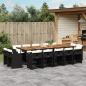 Preview: ARDEBO.de - 15-tlg. Garten-Essgruppe mit Kissen Schwarz Poly Rattan