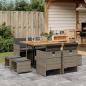 Preview: ARDEBO.de - 9-tlg. Garten-Essgruppe mit Kissen Grau Poly Rattan