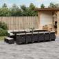 Preview: ARDEBO.de - 17-tlg. Garten-Essgruppe mit Kissen Schwarz Poly Rattan