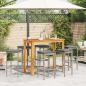 Preview: 7-tlg. Gartenbar-Set Grau Massivholz Akazie und Poly Rattan