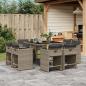 Preview: ARDEBO.de - 9-tlg. Garten-Essgruppe mit Kissen Grau Poly Rattan