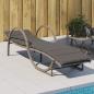 Preview: ARDEBO.de - Sonnenliege mit Auflage Grau 60x199x42 cm Poly Rattan