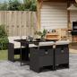 Preview: ARDEBO.de - 5-tlg. Garten-Essgruppe mit Kissen Schwarz Poly Rattan