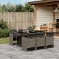 Preview: ARDEBO.de - 7-tlg. Garten-Essgruppe mit Kissen Grau Poly Rattan