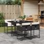 Preview: ARDEBO.de - 5-tlg. Garten-Essgruppe mit Kissen Schwarz Poly Rattan