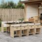 Preview: ARDEBO.de - 9-tlg. Garten-Essgruppe mit Kissen Beige Poly Rattan