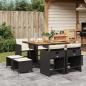 Preview: ARDEBO.de - 9-tlg. Garten-Essgruppe mit Kissen Schwarz Poly Rattan