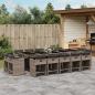 Preview: ARDEBO.de - 15-tlg. Garten-Essgruppe mit Kissen Grau Poly Rattan