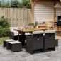 Preview: ARDEBO.de - 9-tlg. Garten-Essgruppe mit Kissen Schwarz Poly Rattan