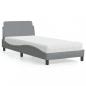 Preview: ARDEBO.de - Bett mit Matratze Hellgrau 90x190 cm Stoff