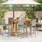 Preview: 7-tlg. Gartenbar-Set Grau Massivholz Akazie und Poly Rattan