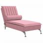 Preview: Massage-Chaiselongue mit Nackenrolle Rosa Samt