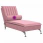 Preview: Massage-Chaiselongue mit Nackenrolle Rosa Samt