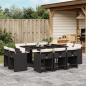 Preview: ARDEBO.de - 11-tlg. Garten-Essgruppe mit Kissen Schwarz Poly Rattan