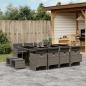 Preview: ARDEBO.de - 13-tlg. Garten-Essgruppe mit Kissen Grau Poly Rattan