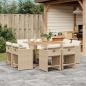 Preview: ARDEBO.de - 9-tlg. Garten-Essgruppe mit Kissen Beige Poly Rattan