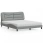 Preview: ARDEBO.de - Bett mit Matratze Hellgrau 160x200 cm Stoff