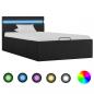 Preview: ARDEBO.de - Bett mit Bettkasten Hydraulisch LED Dunkelgrau Stoff 90x200 cm 