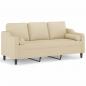 Preview: 3-Sitzer-Sofa mit Zierkissen Creme 180 cm Stoff