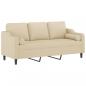 Preview: 3-Sitzer-Sofa mit Zierkissen Creme 180 cm Stoff