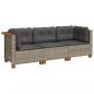 Preview: Gartensofa mit Kissen 3-Sitzer Grau Poly Rattan