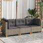 Preview: Gartensofa mit Kissen 3-Sitzer Grau Poly Rattan