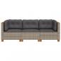 Preview: Gartensofa mit Kissen 3-Sitzer Grau Poly Rattan