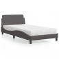 Preview: ARDEBO.de - Bett mit Matratze Grau 100x200 cm Kunstleder