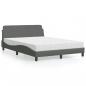 Preview: ARDEBO.de - Bett mit Matratze Dunkelgrau 140x200 cm Stoff