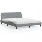 Preview: ARDEBO.de - Bett mit Matratze Hellgrau 160x200 cm Stoff