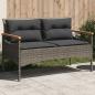 Preview: ARDEBO.de - Gartenbank mit Kissen 116x62,5x74 cm Grau Poly Rattan