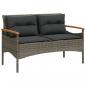 Preview: Gartenbank mit Kissen 116x62,5x74 cm Grau Poly Rattan