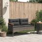 Preview: Gartenbank mit Kissen 116x62,5x74 cm Grau Poly Rattan