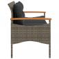 Preview: Gartenbank mit Kissen 116x62,5x74 cm Grau Poly Rattan