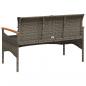 Preview: Gartenbank mit Kissen 116x62,5x74 cm Grau Poly Rattan