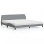 Preview: ARDEBO.de - Bett mit Matratze Hellgrau 200x200 cm Stoff