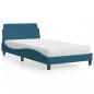 Preview: ARDEBO.de - Bett mit Matratze Blau 100x200 cm Samt