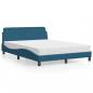 Preview: ARDEBO.de - Bett mit Matratze Blau 140x190 cm Samt