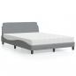 Preview: ARDEBO.de - Bett mit Matratze Hellgrau 140x200 cm Stoff