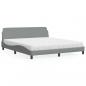 Preview: ARDEBO.de - Bett mit Matratze Hellgrau 180x200 cm Stoff