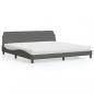 Preview: ARDEBO.de - Bett mit Matratze Dunkelgrau 200x200 cm Stoff