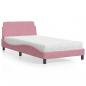 Preview: ARDEBO.de - Bett mit Matratze Rosa 100x200 cm Samt