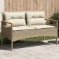 Preview: ARDEBO.de - Gartenbank mit Kissen 116x62,5x74 cm Beige Poly Rattan