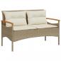 Preview: Gartenbank mit Kissen 116x62,5x74 cm Beige Poly Rattan